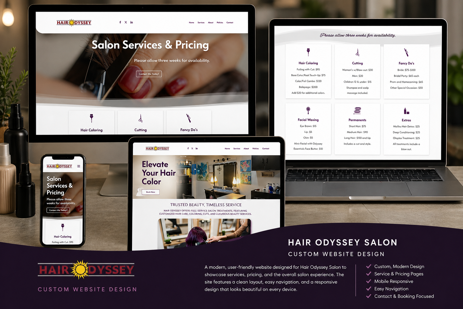 Hair Odyssey Website Mockup